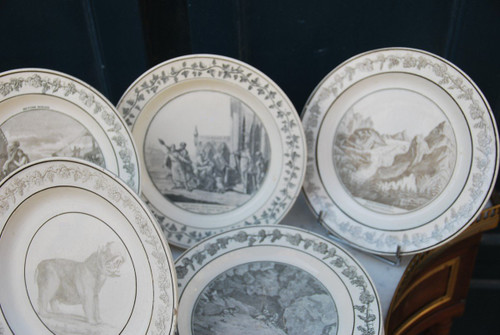 Set Of 14 Creil And Motereau Plates 19th century