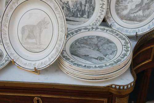 Set Of 14 Creil And Motereau Plates 19th century
