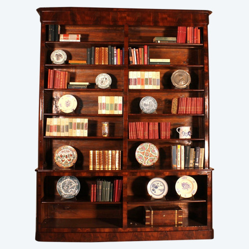 Large Open Mahogany Bookcase From the 19th Century