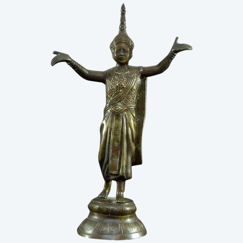 Thailand, Early 20th Century, Traditional Bronze Dancer Statue.