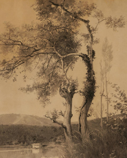 Alfredo d'ANDRADE, Paysage lacustre (grand format)