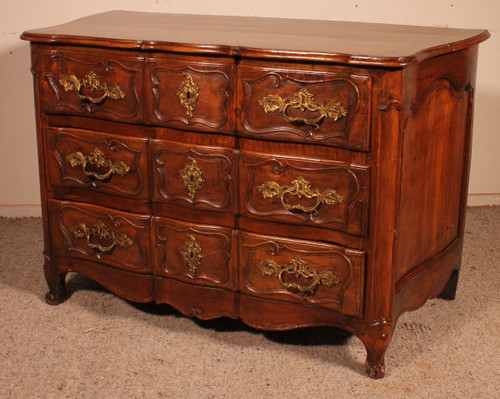 Commode Arbalète En Noyer 18° Siècle Louis XV