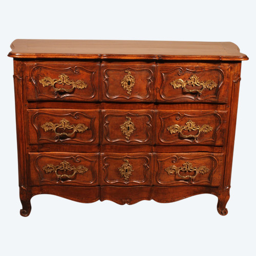 Commode Arbalète En Noyer 18° Siècle Louis XV
