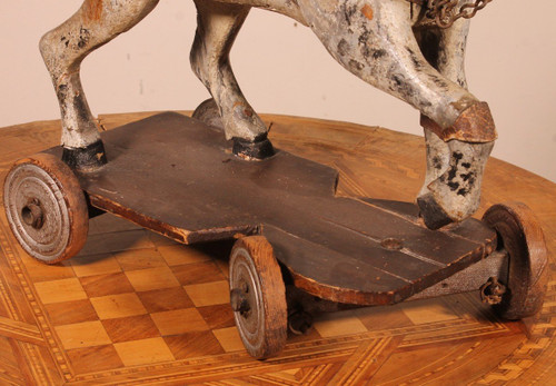 Cheval En Bois Polychrome Du 19° Siècle
