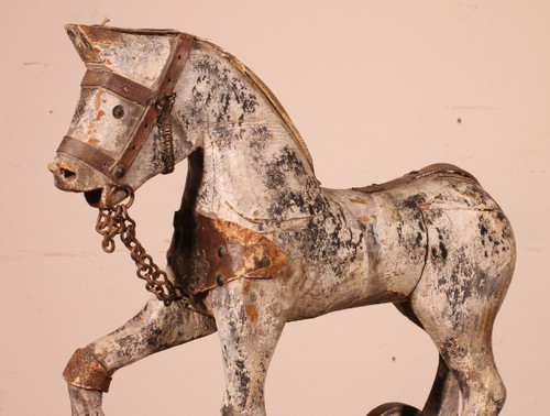 Cheval En Bois Polychrome Du 19° Siècle