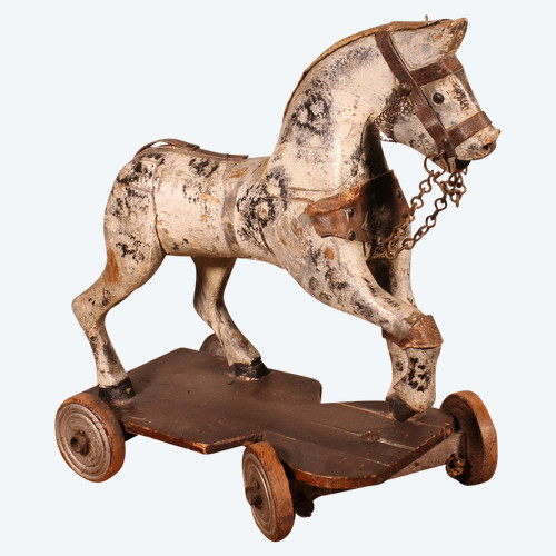 Cheval En Bois Polychrome Du 19° Siècle