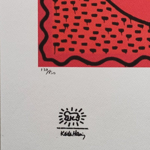 1990 Wunderschöne Originallithografie von Keith Haring in limitierter Auflage