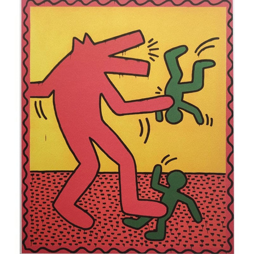 1990 Wunderschöne Originallithografie von Keith Haring in limitierter Auflage