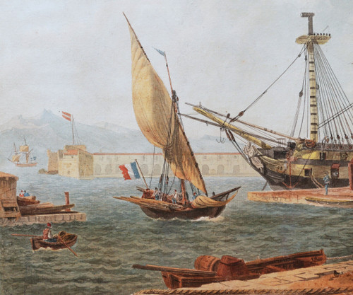 Jean-Jérôme BAUGEAN,  Vue animée du Port de Toulon