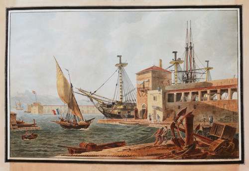 Jean-Jérôme BAUGEAN,  Vue animée du Port de Toulon