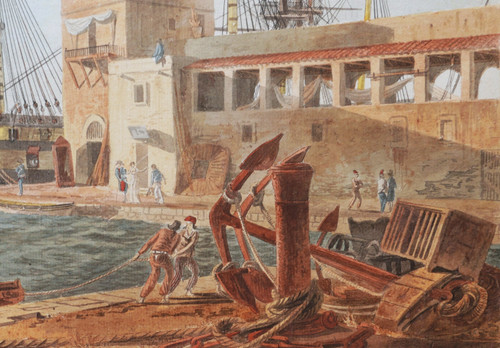 Jean-Jérôme BAUGEAN,  Vue animée du Port de Toulon
