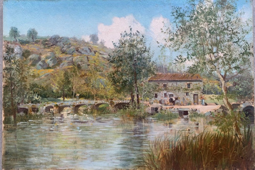 French School Oil On Canvas Landscape