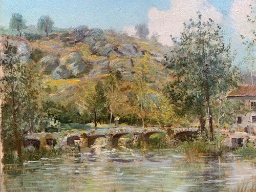 French School Oil On Canvas Landscape