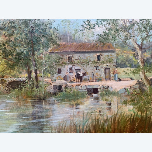 French School Oil On Canvas Landscape