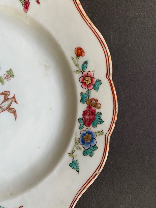 Plate Compagnie Des Indes Decorated with Birds and Flowers 18th century