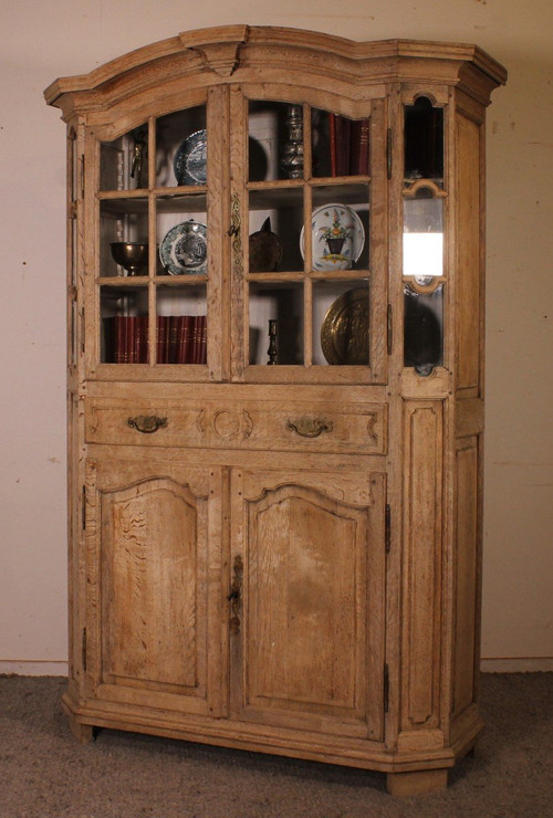Louis XIV Natural Oak Display Case - 19th Century