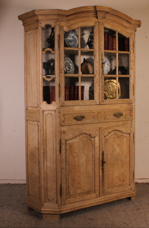 Louis XIV Natural Oak Display Case - 19th Century