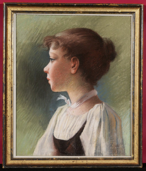 FRENCH School circa 1900, Portrait of a girl in profile