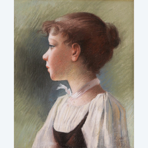 FRENCH School circa 1900, Portrait of a girl in profile