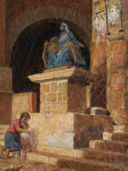 Marc Antoine Gustave LARÉE, Frau und ihr Kind in der Kirche San Pietro in Toscanella