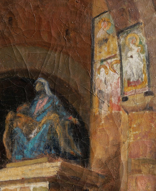 Marc Antoine Gustave LARÉE, Frau und ihr Kind in der Kirche San Pietro in Toscanella