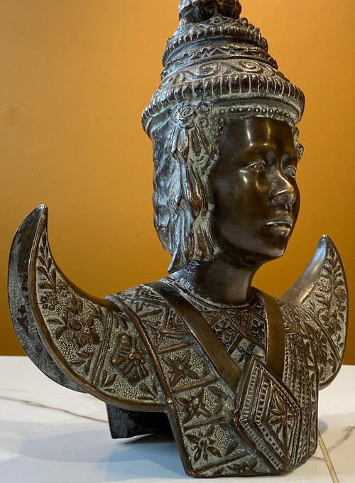Thailand, First Third Of The 20th Century, Bronze Bust Of A Dancer.