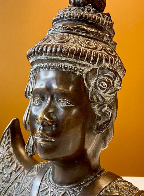 Thailand, First Third Of The 20th Century, Bronze Bust Of A Dancer.