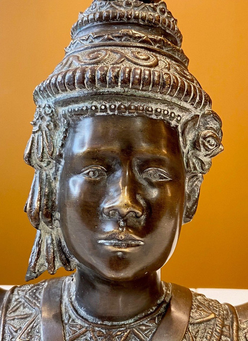 Thailand, First Third Of The 20th Century, Bronze Bust Of A Dancer.