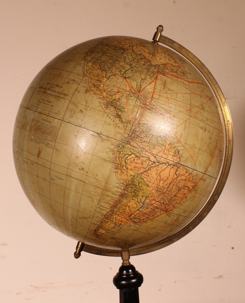 Grand Globe Terrestre De Handels Und Verkehrsglobus De 69cm De Haut