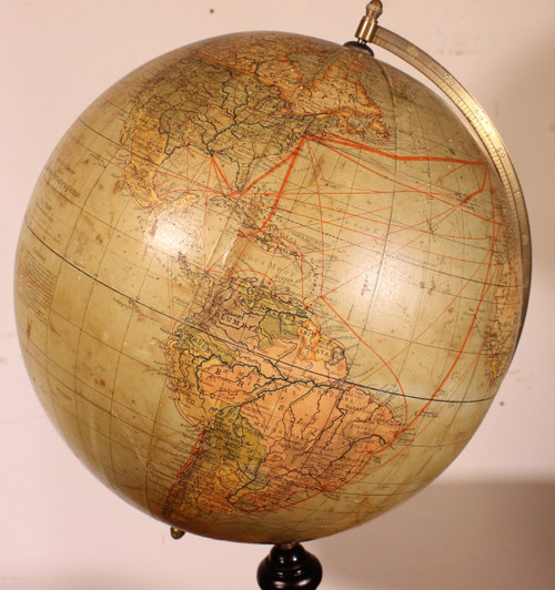 Grand Globe Terrestre De Handels Und Verkehrsglobus De 69cm De Haut
