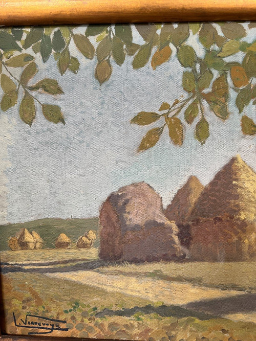 Eugène Verdevoye (1856-1926) - Landscape With Haystacks, Circa 1920
