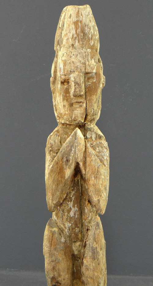 Nepal, Ende des 19. bis Anfang des 20. Jahrhunderts, Statue eines Herdbeschützers aus Holz.