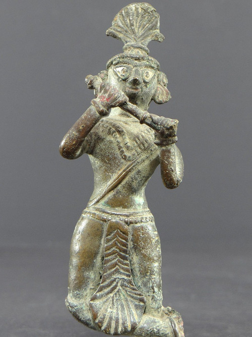 Inde, Début Du XIXème Siècle Ou Antérieur, Statue De Krishna En Bronze.