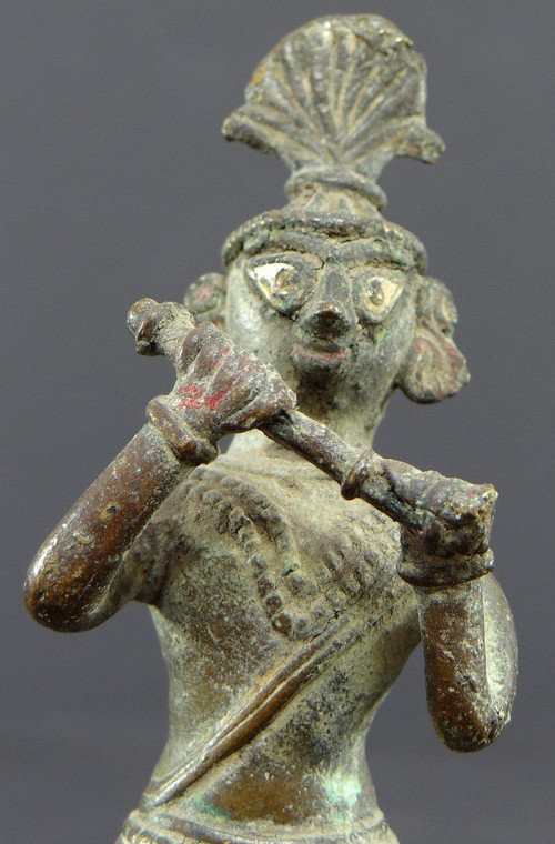 Inde, Début Du XIXème Siècle Ou Antérieur, Statue De Krishna En Bronze.