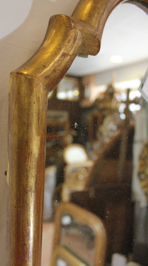 Petit Miroir Ancien Doré, Glace Mercure 32 X 45 Cm