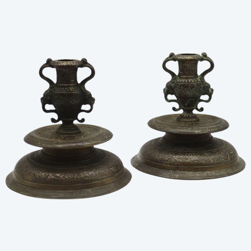 Pair of candlesticks, 19th century China.