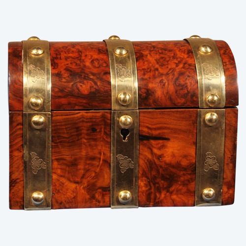 19th Century Burl Walnut Tea Box / Box