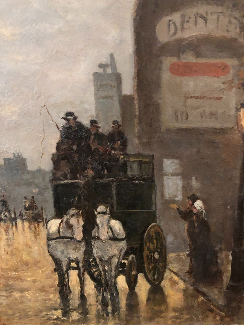 Leopoldo Burlando (1841-1915) Carrozza a Milano, 1880 circa - Scuola italiana