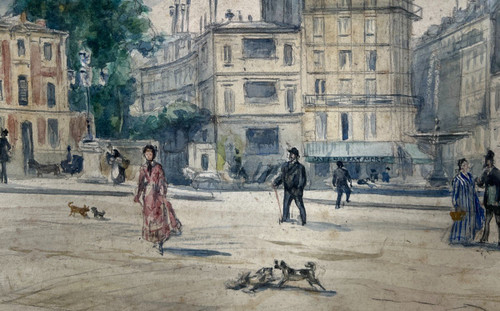 Emile De Specht (né En 1843) - Place Pigalle, La Nouvelle Athènes Et Le Café Du Rat Mort, 1879