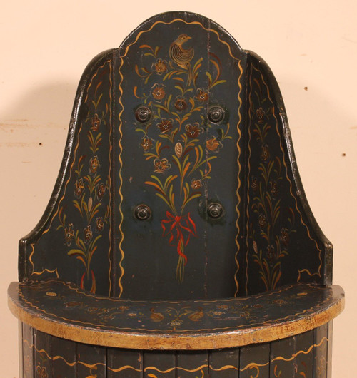 Austrian Children's Chair In Polychrome Wood Circa 1800