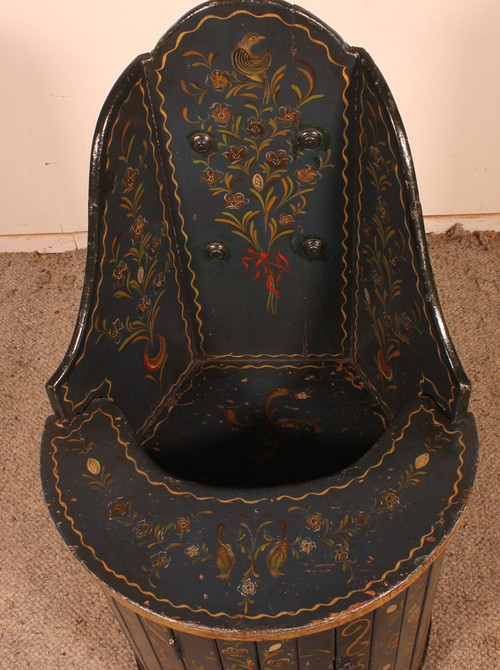 Austrian Children's Chair In Polychrome Wood Circa 1800