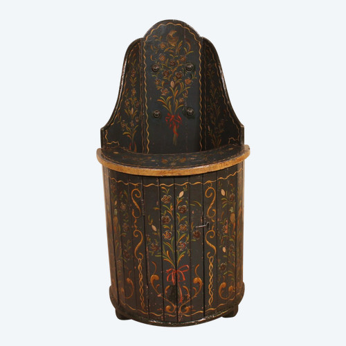 Austrian Children's Chair In Polychrome Wood Circa 1800
