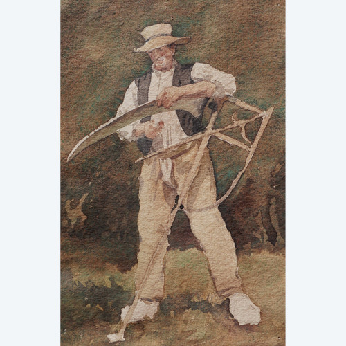 Paul-Albert BAUDOÜIN, Faucheur aiguisant sa faux