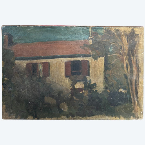 Scuola francese - Paesaggio fauvista, La casa dal tetto rosso, 1910 circa