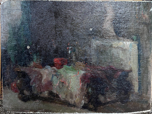 Ecole Française Impressionniste - Interieur De Salle à Manger, Circa 1890