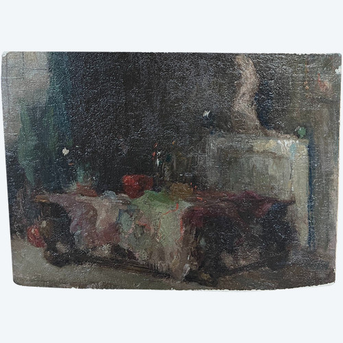 Ecole Française Impressionniste - Interieur De Salle à Manger, Circa 1890