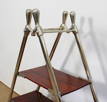 Rara mensola per barche in mogano massiccio e metallo cromato - 1920