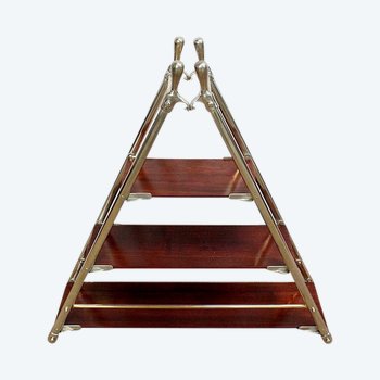 Rare Solid Mahogany and Chromed Metal Boat Shelf - 1920