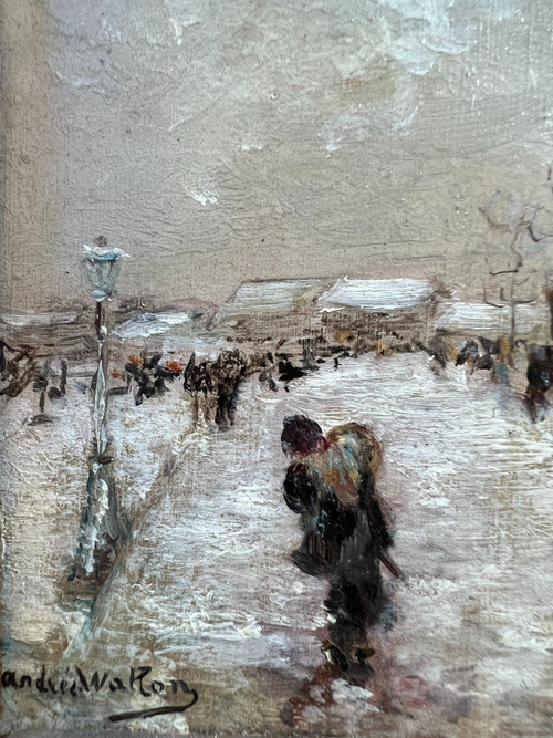 Andrée Wallon - Ecole Française 20ème - La città o la zona sotto la neve