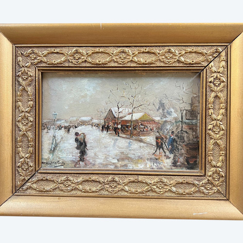 Andrée Wallon - Ecole Française 20ème - La città o la zona sotto la neve
